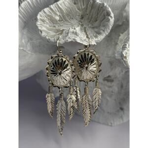 925 Sterling Silver Native American Dangle Earrings